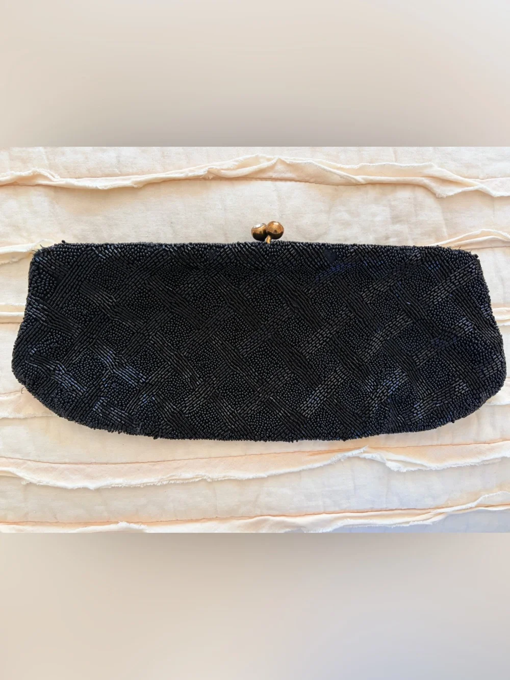 Vintage Walborg Black Beaded Kiss-Lock Clutch!